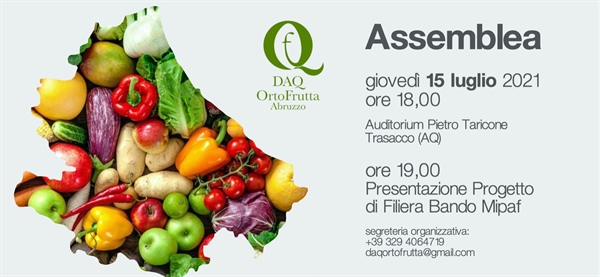 Giovedì 15 luglio a Trasacco (Aq) assemblea DAQ Ortofrutta